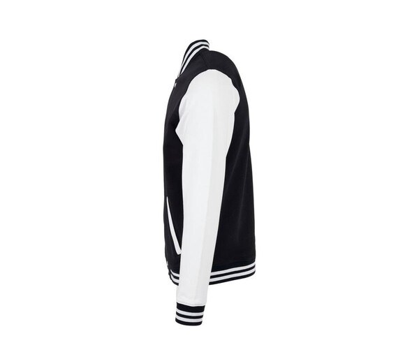 Herren College Jacke Baseball Sweat Jacke mit Leder Ärmel Schwarz XS - 6 XL