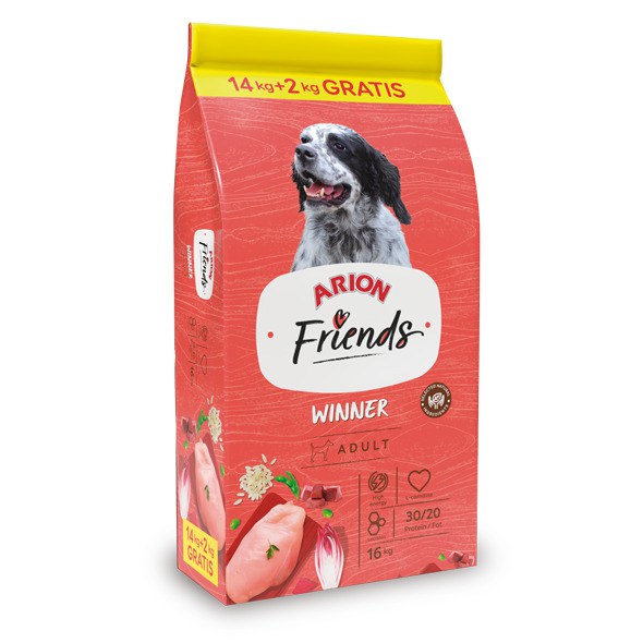 Arion Friends WINNER-16KG - Winner High Energy Croquettes: For active dogs, muscle recovery with meat, chicken & chondroprotective agents
