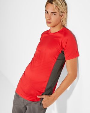 SHANGHAI Technical t-shirt with a combination of two polyester fabrics and short-sleeve raglan style