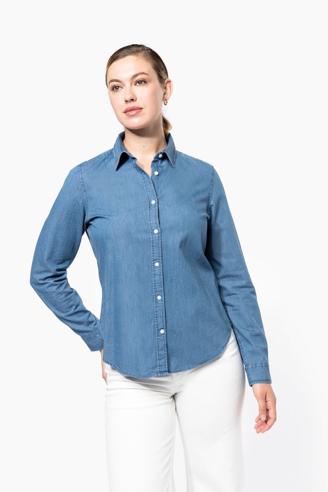 Kariban K509 Chemise Femme Effet Denim Unique Bleu Chambray
