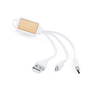 ASTRO Eco 3-in-1 charging cable with rectangular bamboo body - EgotierPro IA3019