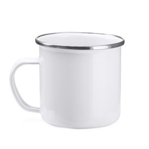DAMASCO Fantastic enamelled metal mug with silver rim - EgotierPro MD4014