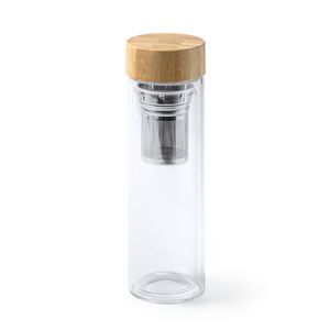 Stamina BI4203 - SAOKO Double-walled borosilicate glass bottle with bamboo lid