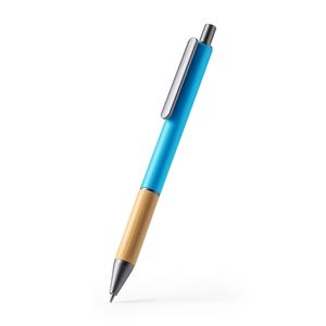 Stamina BL7982 - PENTA Metal ball pen in matt finish with bamboo grip and dark colour details