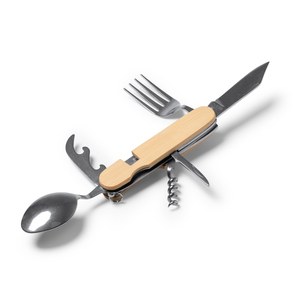 Stamina CU1242 - DIYON Ensemble de couverts multifonctions avec structure en bambou et accessoires en acier inoxydable