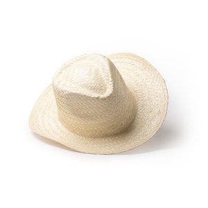 FANDON Natural straw hat in plain design with comfort inner sweatband