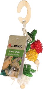 Flamingo f-210393 - Natural Loofah and Wood Nibble Toy for Healthy Teeth