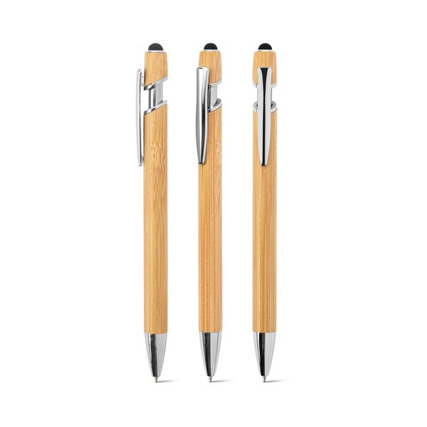 Bamboo ballpoint with chrome-plated aluminium details - Egotier 91986