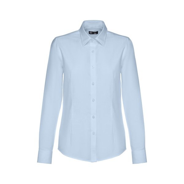 Women's long-sleeved oxford shirt with pearl coloured buttons