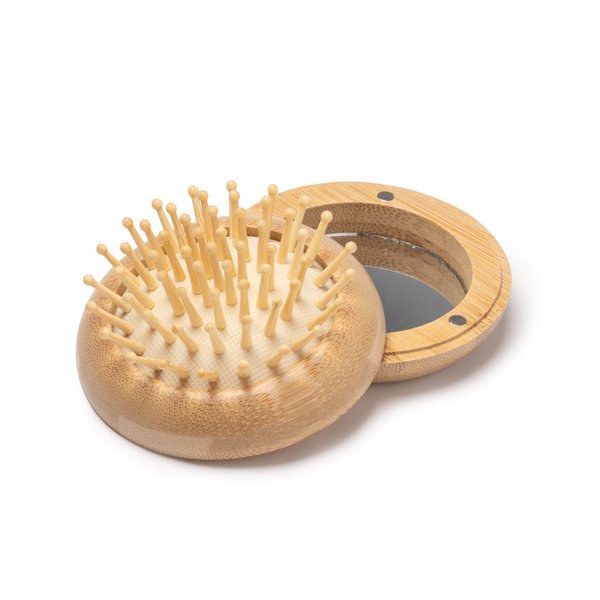 SELDON Folding hair brush with bamboo body and bristles