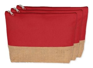 Pack de 3 Kimood KI0276 - Pochette en toiles de coton et jute