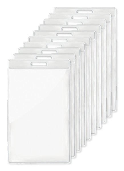 Pack of 10 GiftRetail MO8600 - BADGO Clear Plastic ID Badge Holder 7.5cm x 12.5cm