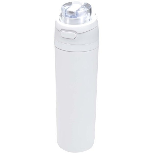 Bouteille d'eau Theron 800 ml en acier inoxydable à simple paroi recyclé RCS, avec bouchon à double fonction et paille rabatt