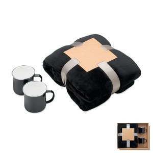 AGRADABLE Fleece blanket & 2 mugs set - GiftRetail MO3207