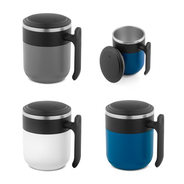 Mug de voyage avec paroi intérieure en acier inoxydable et finition mate, 400 mL